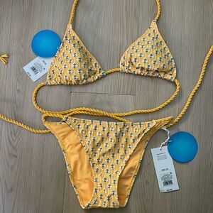 Rhode Dainty Lotus Bikini Set NWT Women's Swim Top Size S Bottom Size M
